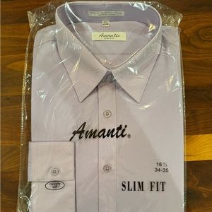 Amanti Slim Fit Dress Shirt 16.5 34-35 Purple